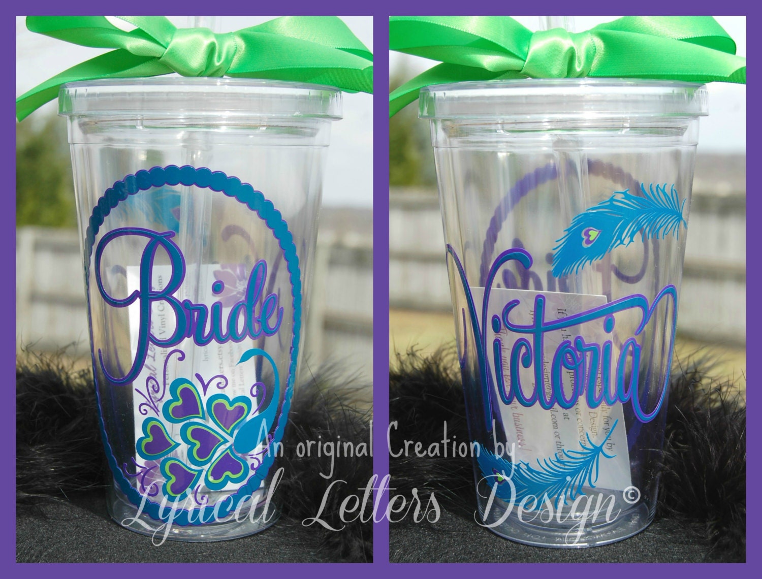 Peacock tumbler for the wedding party or ANY occasion - 16oz personalized acrylic