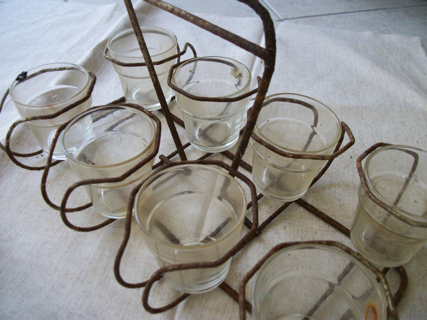 Metal bottle holder, metal candle holder, metal milk crate, metal basket, milk bottle  holder