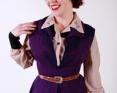 1950s Vintage Dress...Spring Fashion Purple Western 50s Cotton Sleeveless Dress Rockabilly Size Medium