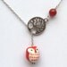 Silver Tree Jade Porcelain Owl Lariat Necklace
