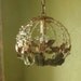 Hanging Woodland Tole Lamp, Beaded, Green