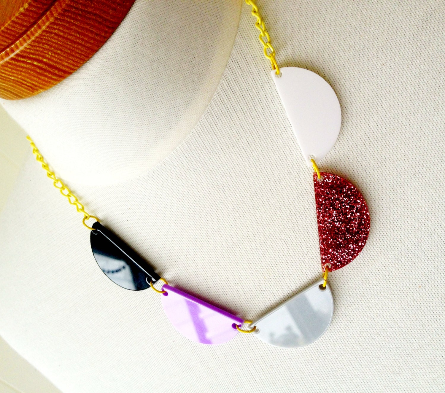 Scalloped Acrylic Necklace - Glitter Night