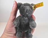 Sale Steiff "Original Teddy Bear" EAN 030567 Charcoal Mohair jointed Miniature Bear, Valentine Bear