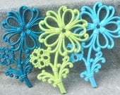 Blues and Lime Flower Wall Hanging Set Decal 3D