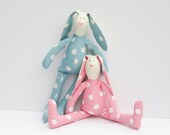Stuffed bunny rabbit hare TWO bunnies child friendly toy plush rabbit bunny doll softie stuffed toy hare - gift for children