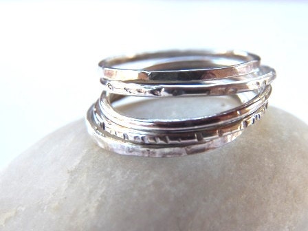 5 Stackable Sterling Silver Rings