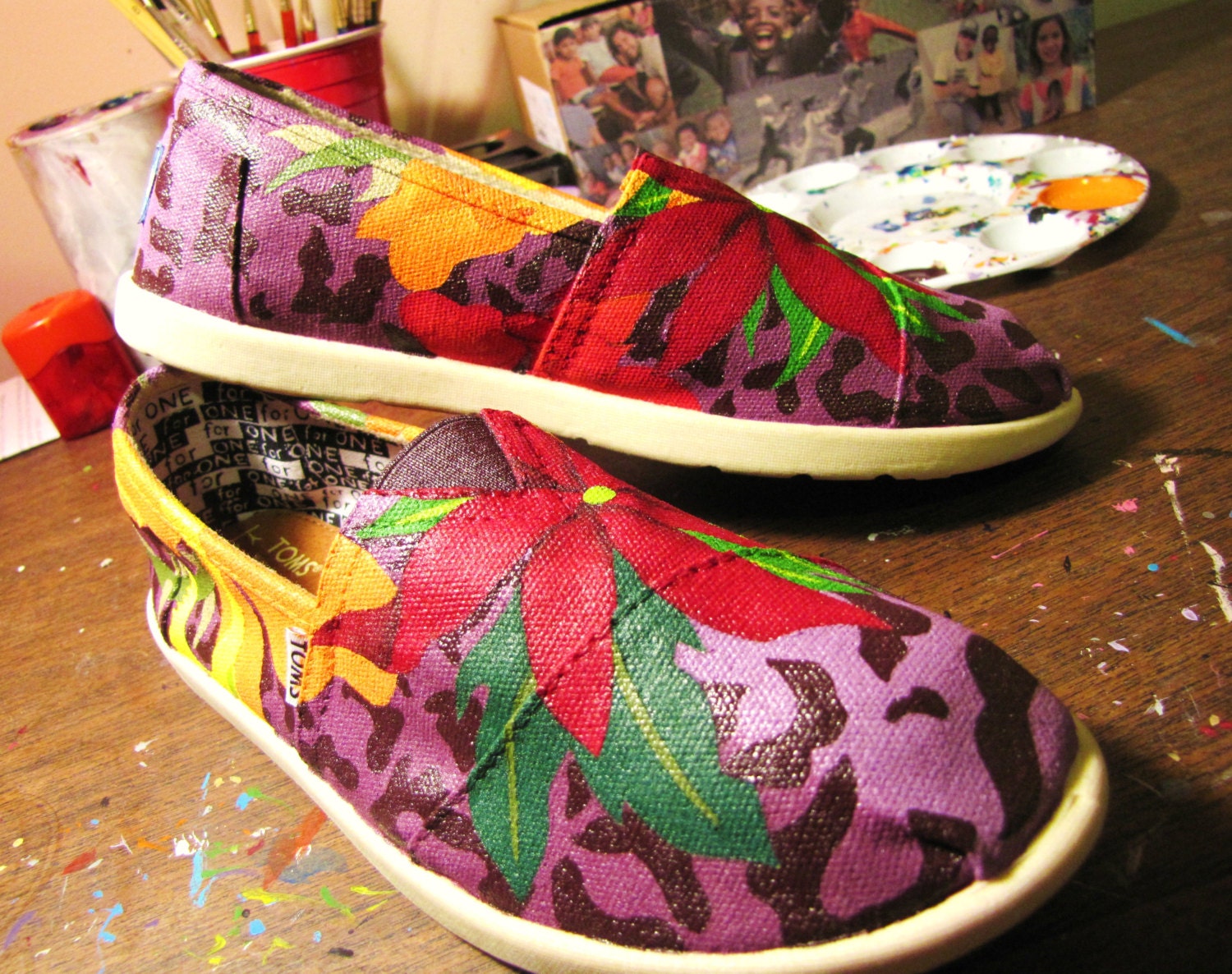 Hand Painted TOMS "Jungle Fever" Classic Canvas Custom Slip-Ons