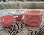 Pink Westinghouse melmac-9 pieces-vintage cream and sugar-dessert bowls-6 berry bowl set-Newport  melamine.