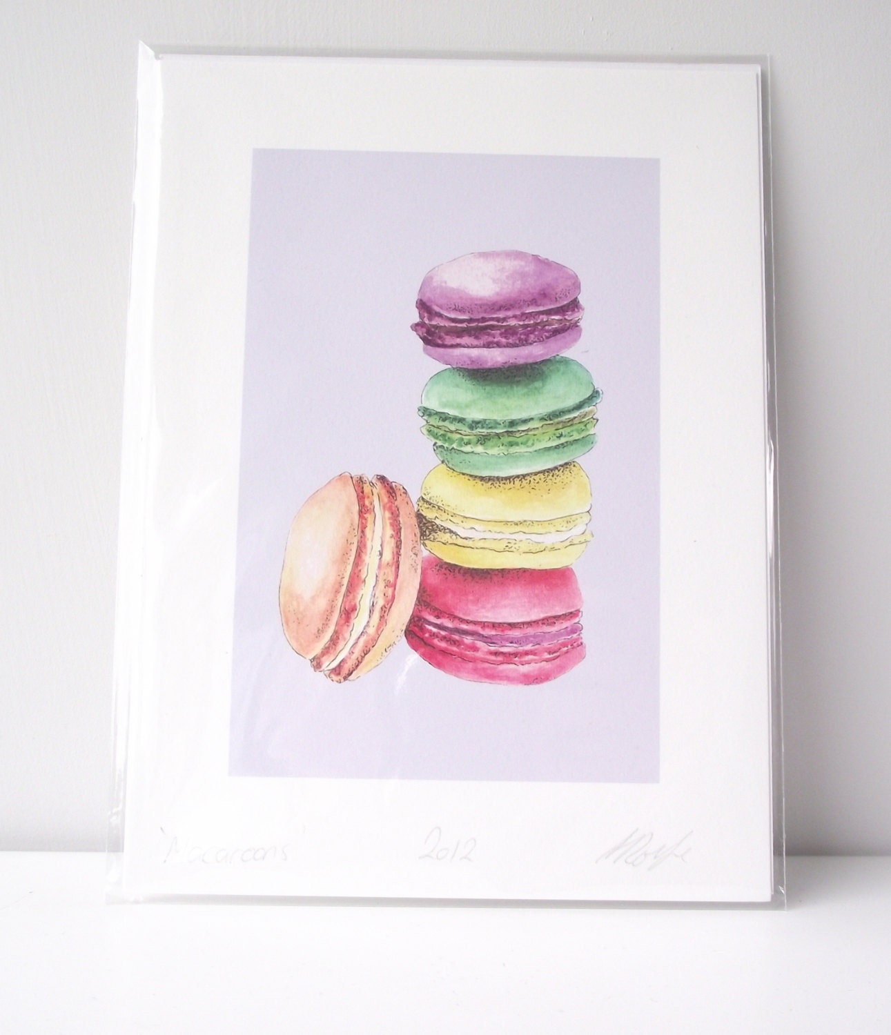 Macarons food illustrated 8 x 6" wall art print