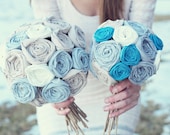 alternative wedding flowers, fabric rosette bouquet set - (you pick the colors) - 1 bridal - 2 bridesmaids - 3 piece total package