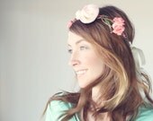 LUCY - ranunculus rose wreath, wedding flower crown, bridal hair accessory, pink floral headpiece, boho hair wreath