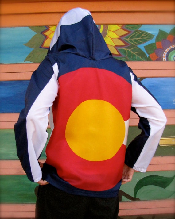 Womens clothing - Colorado flag hoodie - jacket - vest sleeveless - womens fashion - american flag clothing -upcycled clothing - handmade