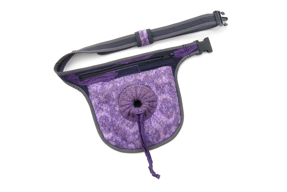 Purple pocket belt - Patchwork waist bag - Festival utility belt - The Flower