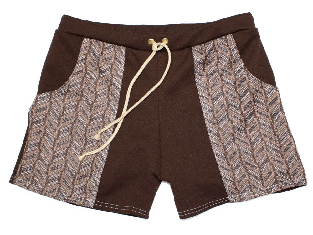 Frankie Four Handmade Men's Vintage Style Brown Swim Trunks