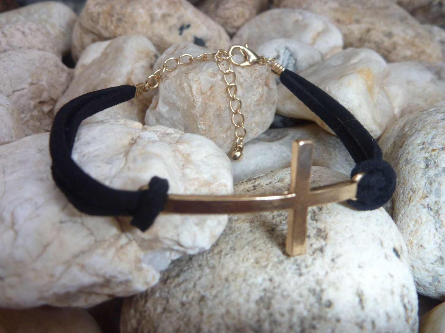 Charm Black Leather Bracelet