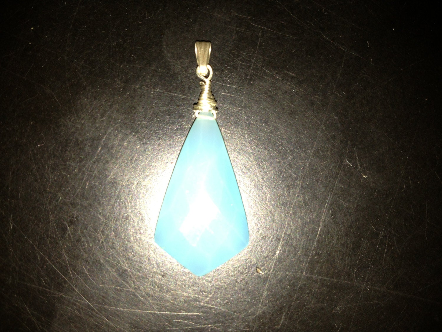Sky Blue Chalcedony Kite Pendant Sterling Silver ce