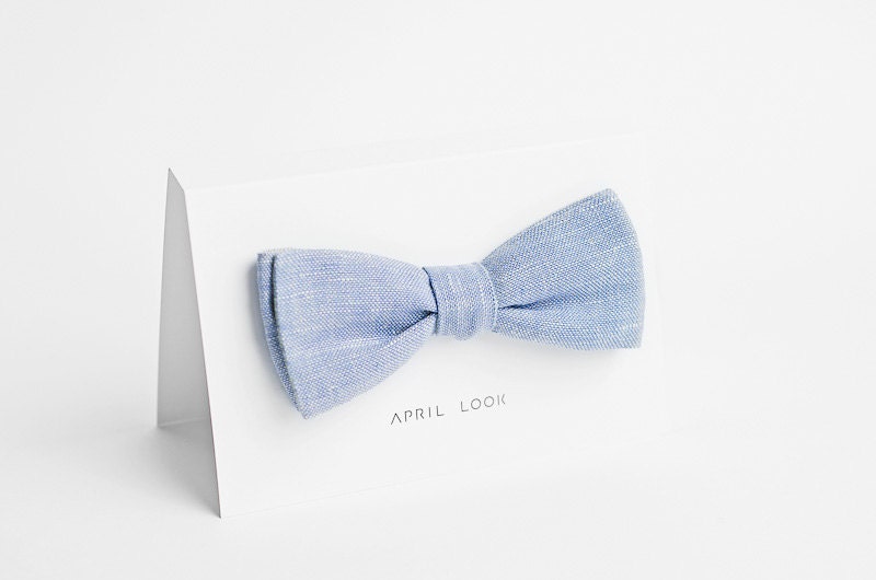 Light blue bow tie, baby blue - double sided