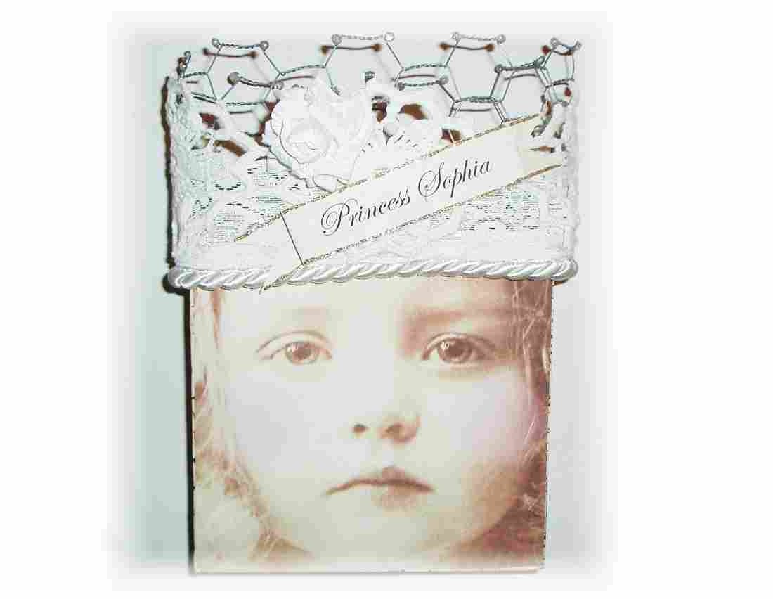 Mixed Media Art Piece Princess Sophia Nursery Decor  Chicken Wire Crown