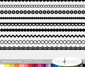 Digital Scrapbooking Borders Set 001  --  315 Total PNG files -- INSTANT DOWNLOAD