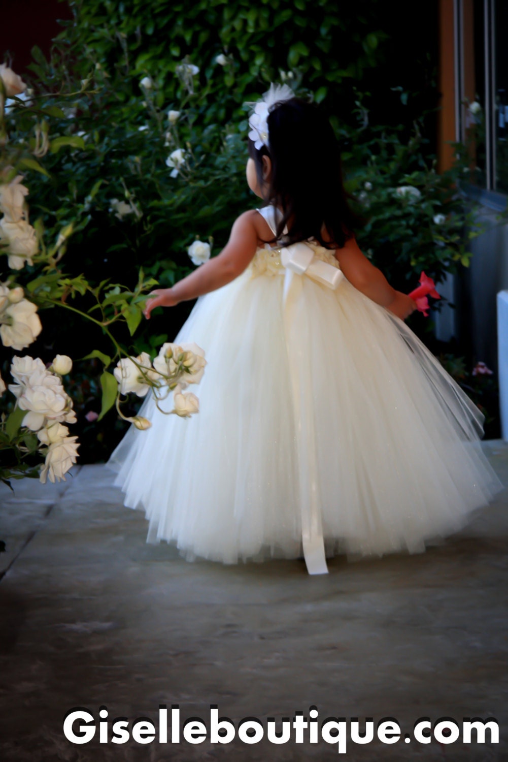 Flower girl dress Ivory Shimmery . baby tutu dress, toddler tutu dress, wedding, birthday, Newborn, 2t,3t,4t,5t