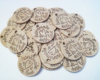 Handmade With Love polymer clay gift tags, set of 8