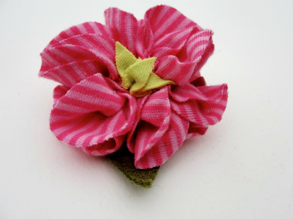 floral hair clip pink upcycled fabric flower hair accessory girls women