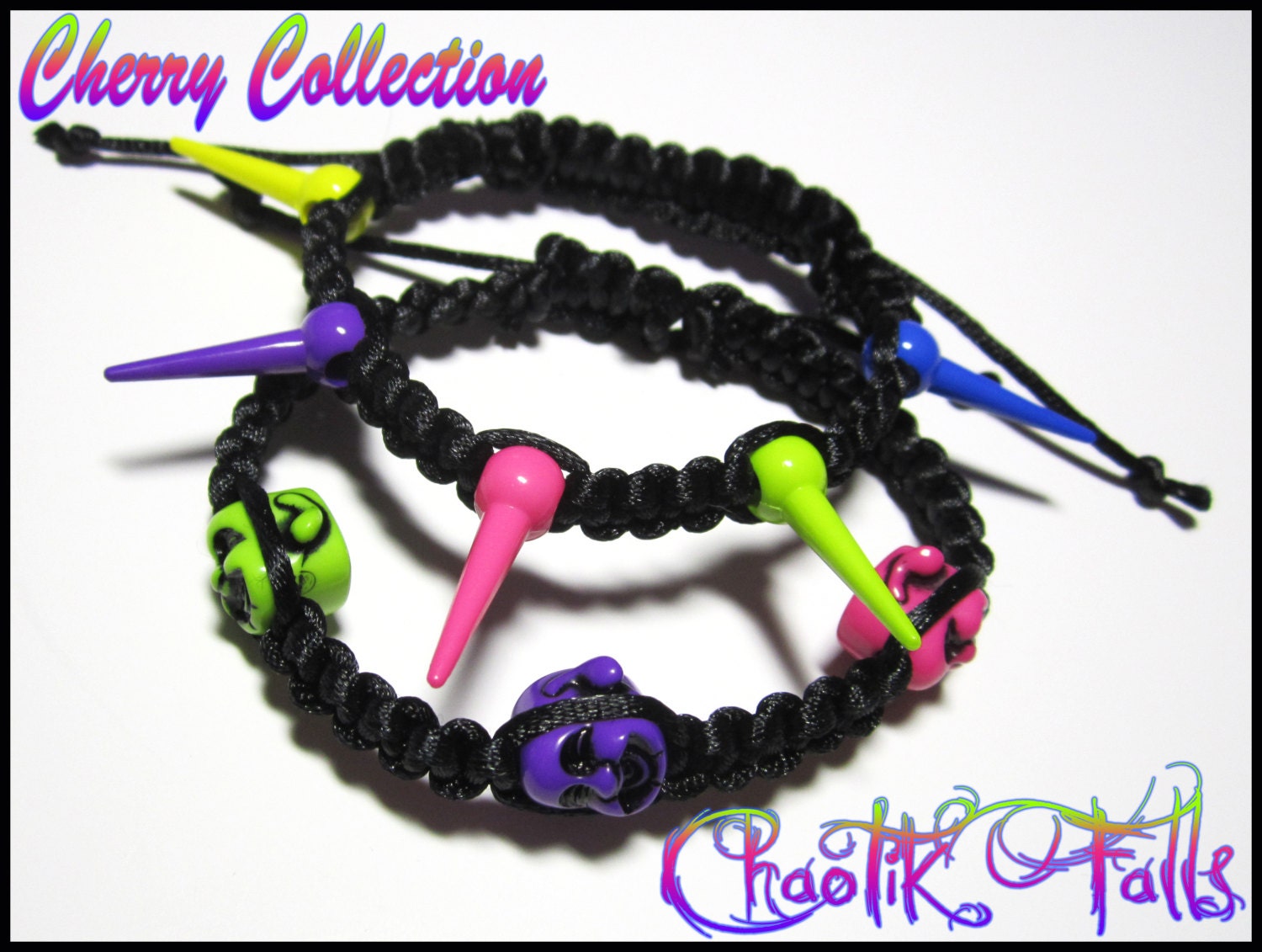 Rainbow Spikes and Buddha Head Bead Bracelets
