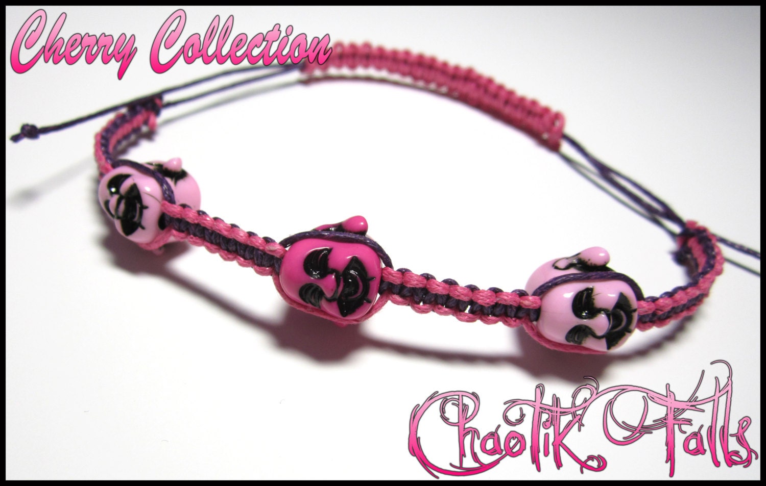Hot Pink and Light Pink Buddha Head Bead Bracelet