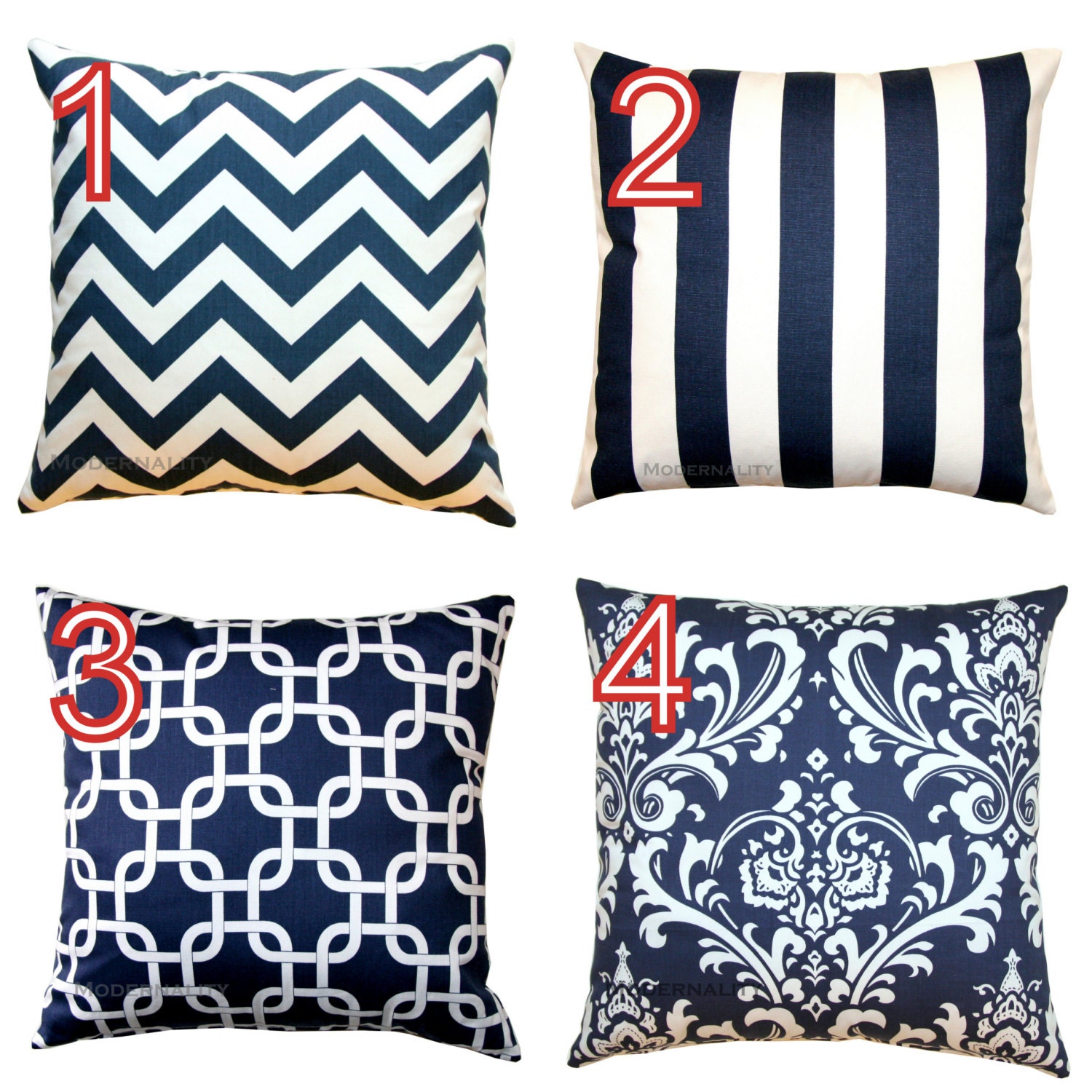 Premier Prints Navy Blue Small Size Pillow Cover- Hidden Zipper Closure- You Choose Size and Pattern