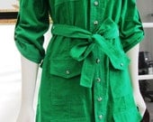 Emerald Green Dress, 2013 Color of the Year Green, Trench Coat Dress, Made in USA, Women Clothing, Country Western Dress, Trendy