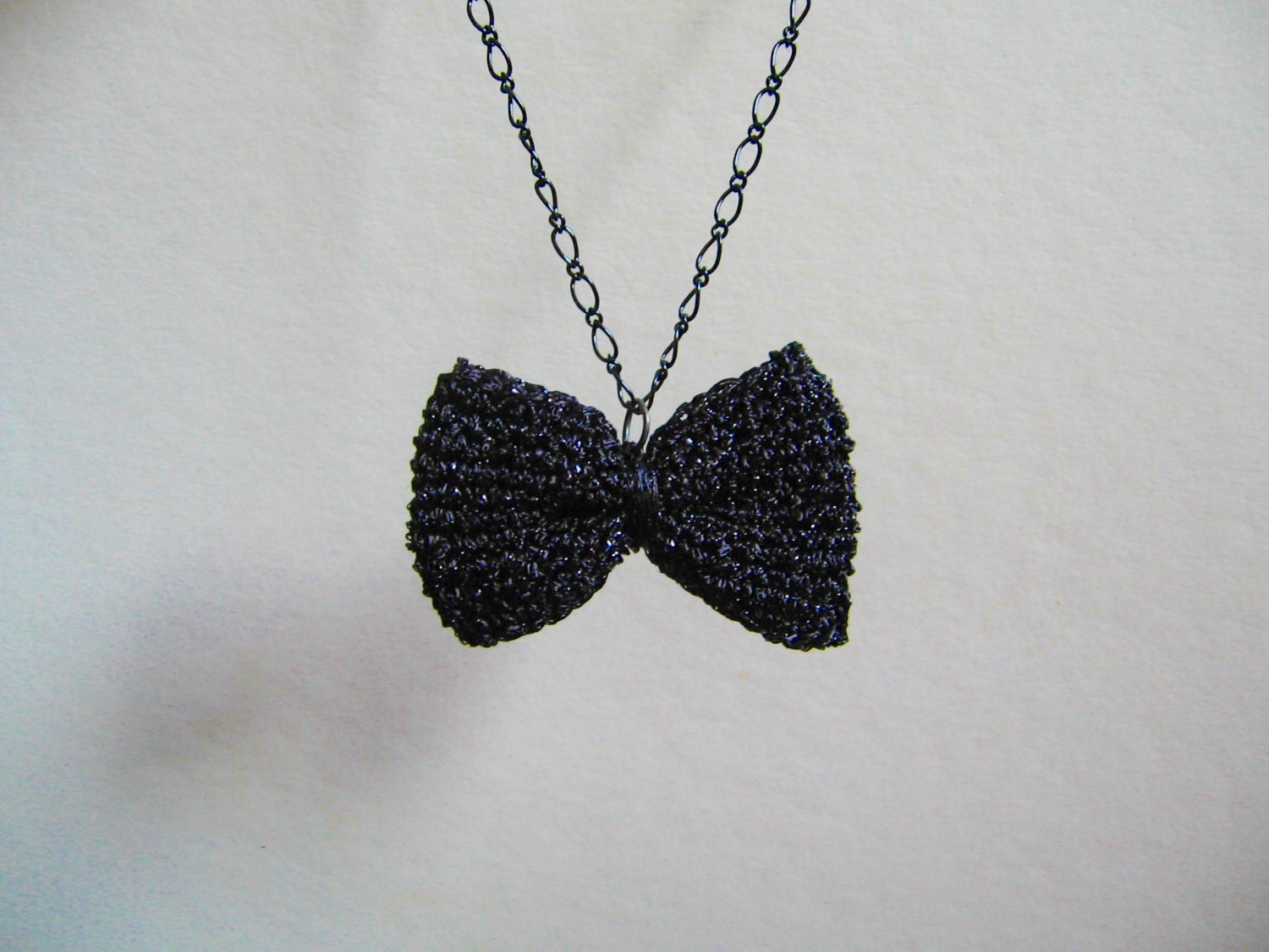 crochet bow necklace black sparkling gothic lolita elegant
