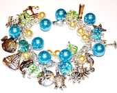 CHARM BRACELET Sea Life Handmade Beach Inspired Aqua Green and Brown Ready to ship Free2BDesigns