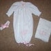 Hand Smocked Infant Gown, burp cloth and headband set.
