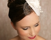Lace Bridal Hat Bridal Hair accessory, Teardrop Fascinator, birdcage veil, wedding headpiece, cocktail hat - Made to Order - FELINA
