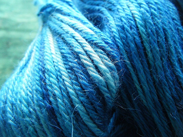 Alpaca Merino Silk Worsted wt 250 yds blue varigated