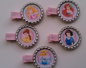 Set of 5 Disney Princess Bottlecap Hair Clips
