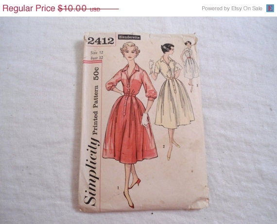 May Days Sale Slenderette Full Skirt Dress Pattern 2412 by Simplicity