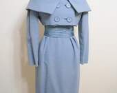 May Days Sale Vintage Suit Dress 1960s Designer Mamselle by Betty Carol Light Sky Blue size 6