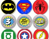 Superhero Party Circles, Superhero Birthday Decor, 6" Superhero Logo Centerpieces - PRINTABLE