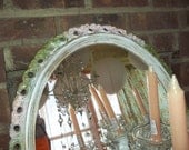 SALE   French country, Hollywood Regency, Oh shabby chic, Gold white pink, green, Turner mirror