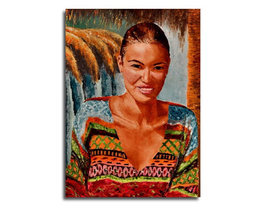 Portrait painting - Girl from the shore - Original contemporary figurative artwork - oil painting on canvas, ready to hang - 27,6" x 19,7"