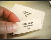 TEA STAINED, 8 per order/ Custom Printed Fabric Clothing Labels,Cotton,USA,SizeTags, Handmade, Sewing Labels