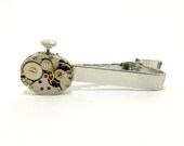 Mens Tie Clip, Steampunk Watch Movement Tie Tack, Steampunk Clothing Accessories
