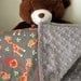 Minky Grey with Orange Giraffe and Lion Baby/Toddler Blanket