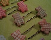 Pastel Waffle Bear Cookie Bobby Pin Set 5 Pairs