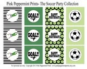 NEW INSTANT DOWNLOAD The Soccer Party Collection Printable Circle Tags Cupcake Toppers Happy Birthday Edition