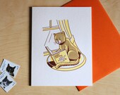 Reading Cat Letterpress Card