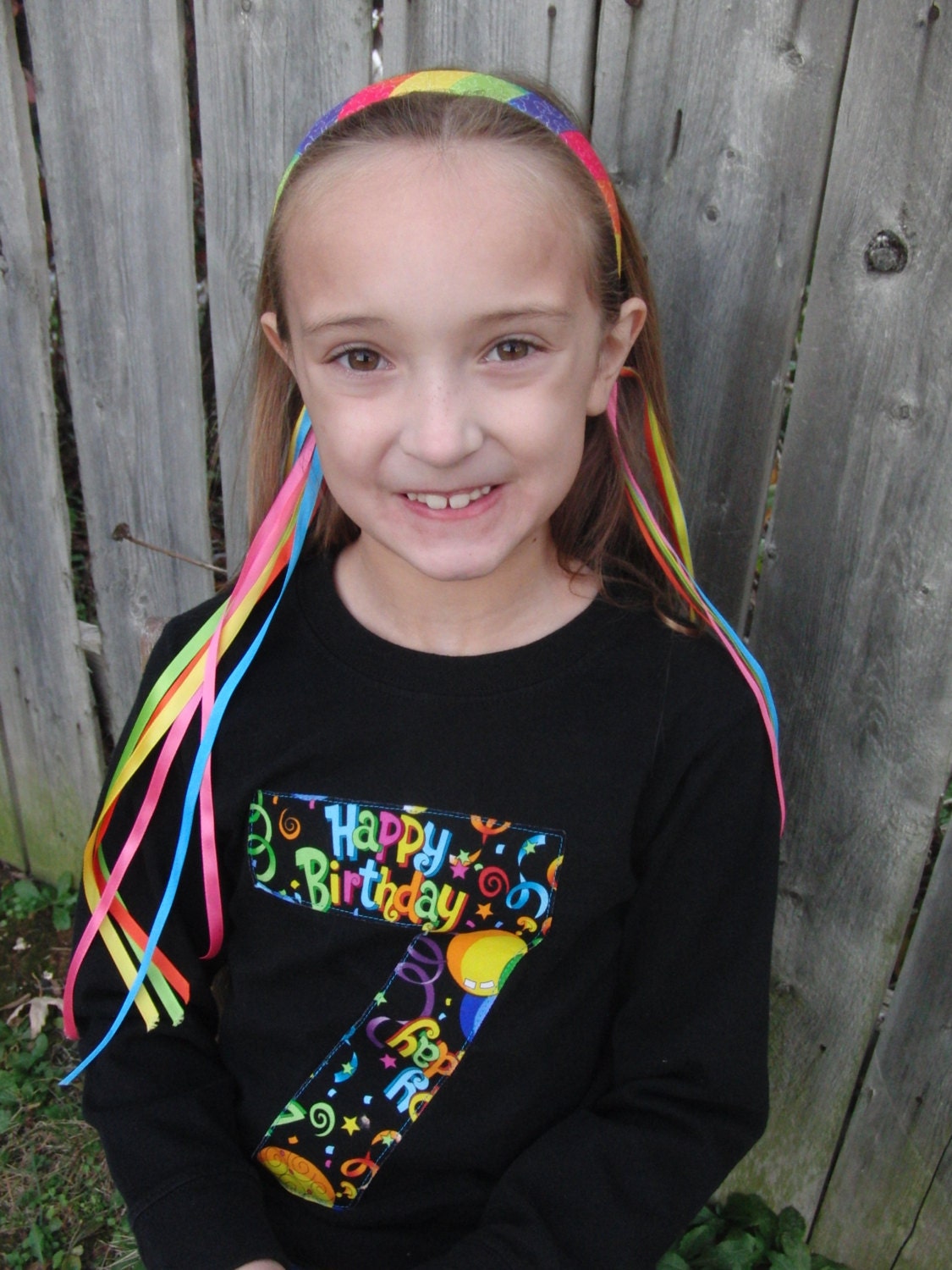 Children Birthday T Shirt - Long Sleeve - Sizes 12m thru 12 - Black and Multi-color
