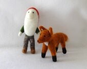 Tomten and Fox - needle felted storytelling puppets - in stock and ready to ship