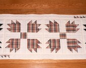Quilted Table Runner Bear Paw Plaid